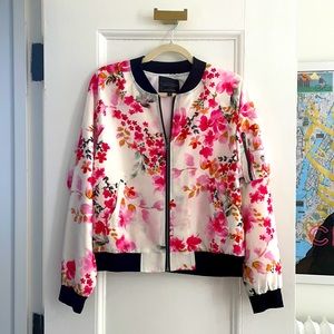 Sanctuary Floral Print Bomber Jacket Size Medium